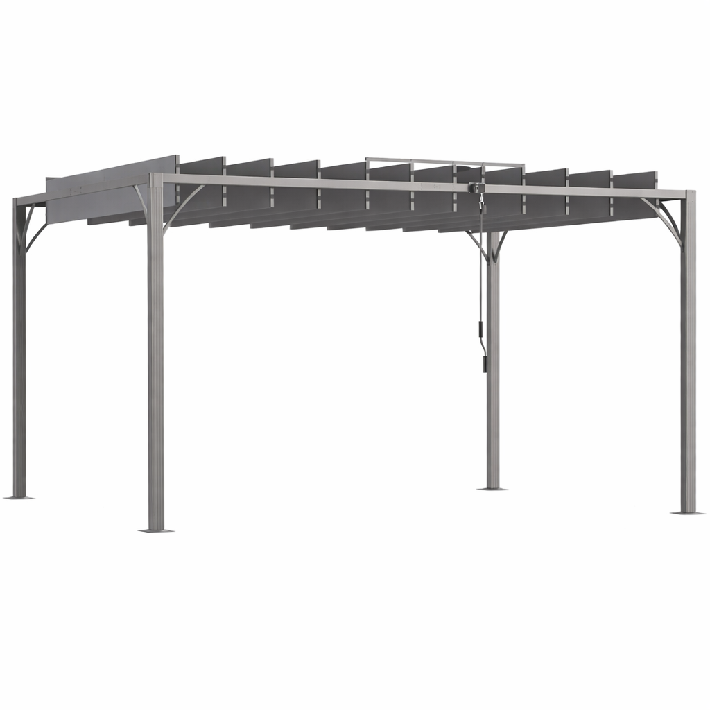 Pergola Bioclimatique 4 x 3 m Aluminium avec Lames Orientables Gris