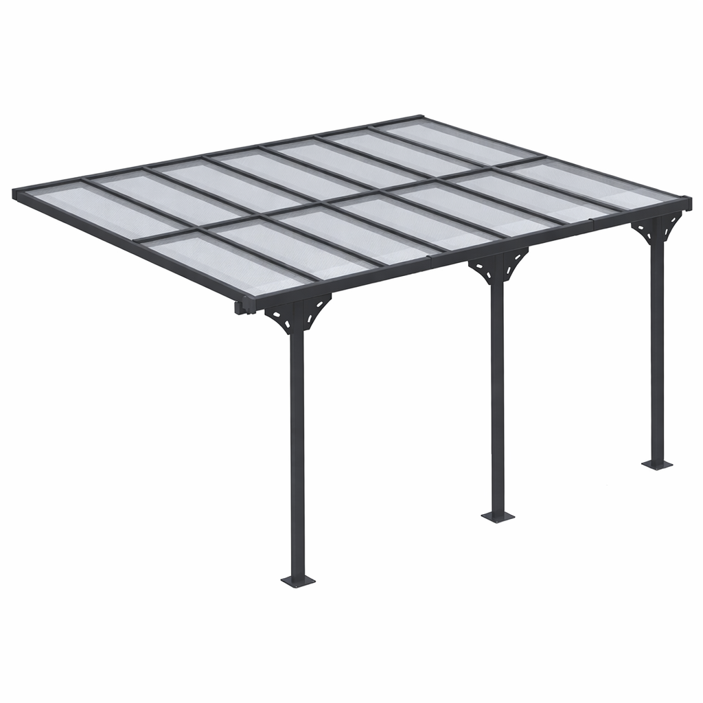 Pergola Adossée Aluminium 4,5 x 3 m Toit en Polycarbonate Gris