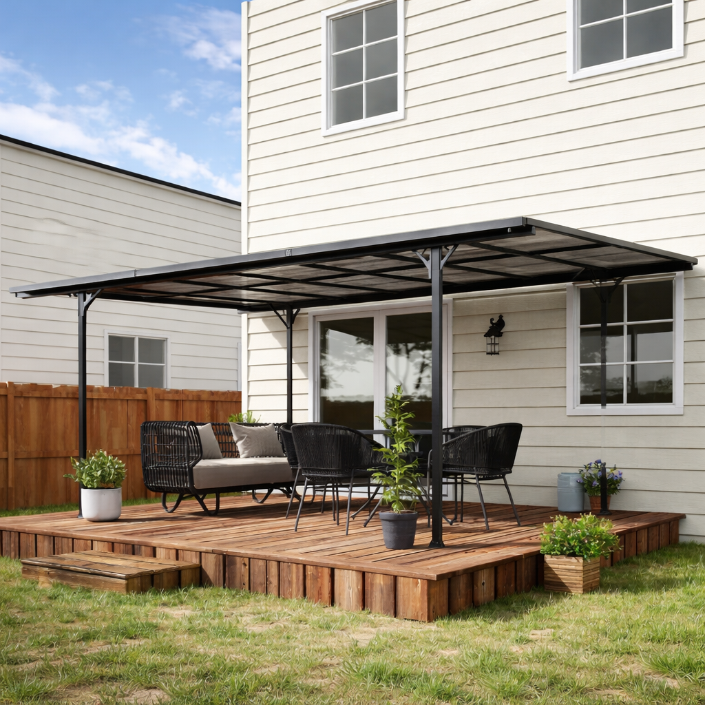 Pergola en Aluminium Rigide avec Toit Polycarbonate Abri de Voiture 500 x 299
