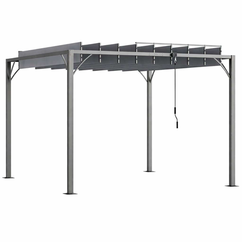 Pergola Bioclimatique 3 x 3 m Aluminium avec Lames Orientables Gris