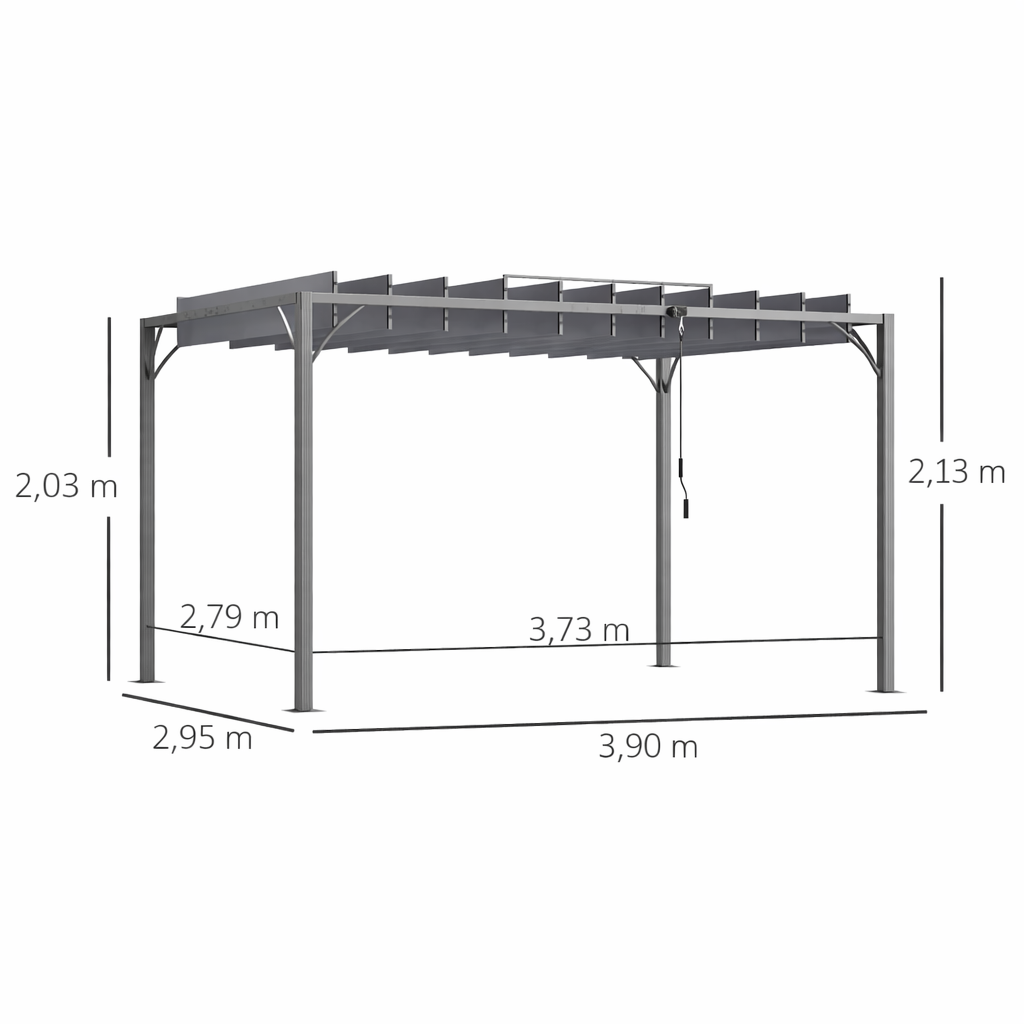 Pergola Bioclimatique 4 x 3 m Aluminium avec Lames Orientables Gris