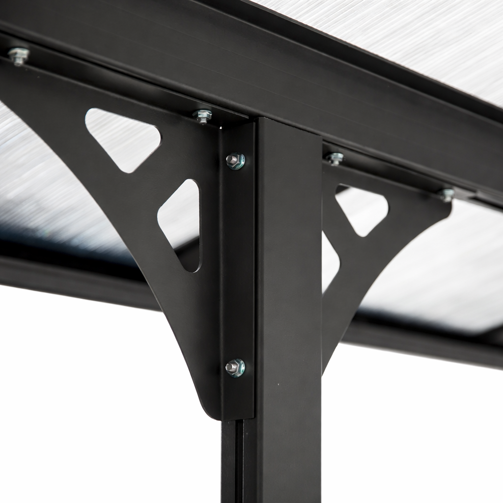 Pergola Adossée Aluminium 4,5 x 3 m Toit en Polycarbonate Gris