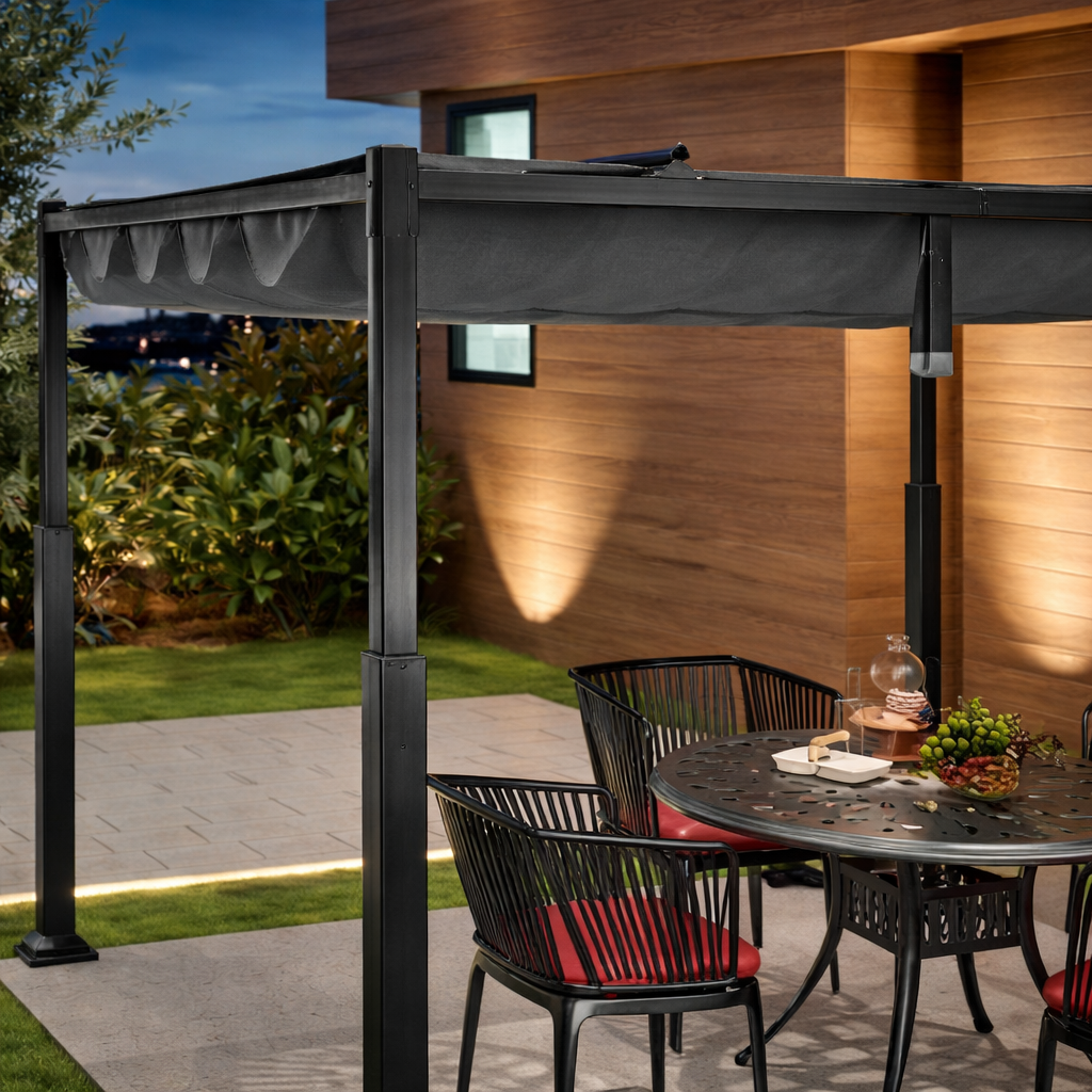 Pergola Rétractable en Métal 3,10 × 3,10 m