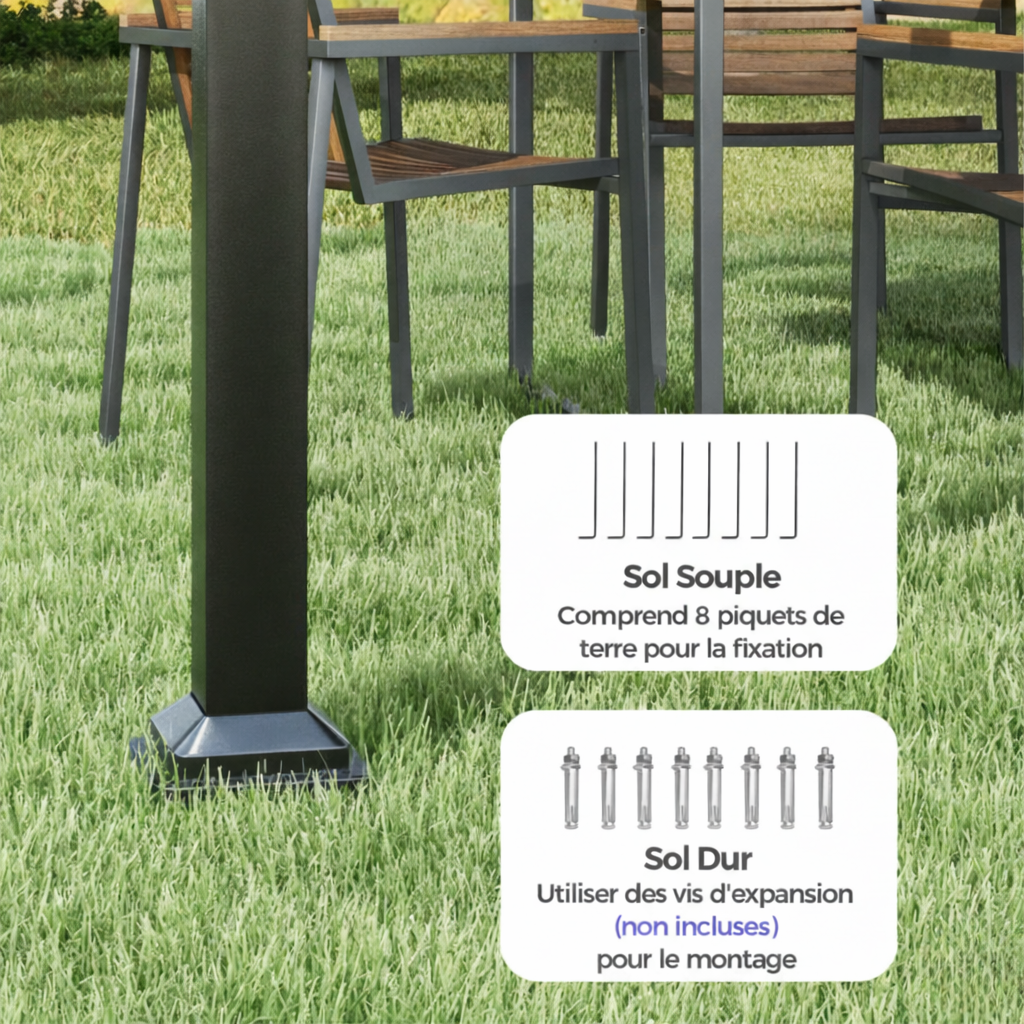 Pergola Rétractable en Métal 3,10 × 3,10 m