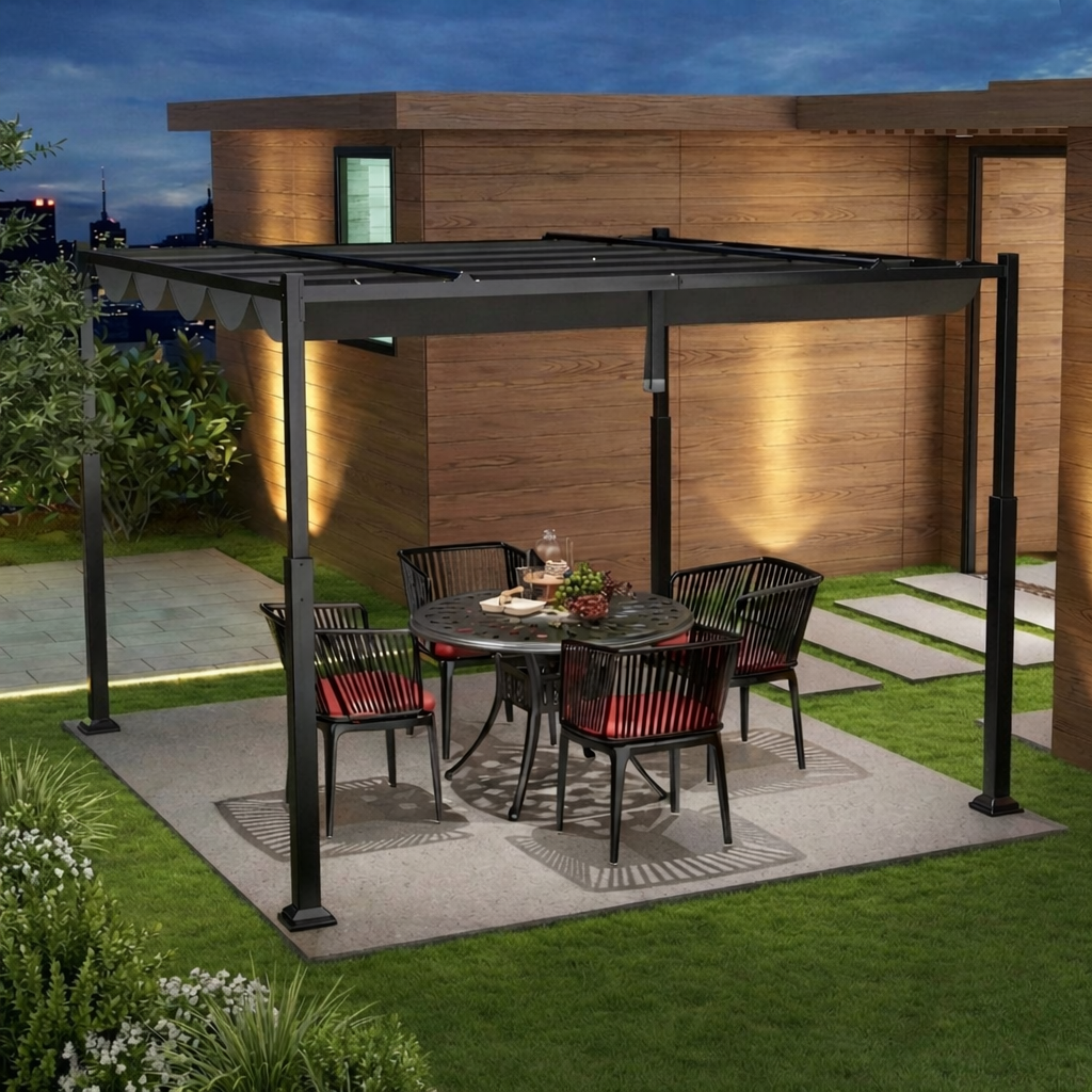 Pergola Rétractable en Métal 3,10 × 3,10 m
